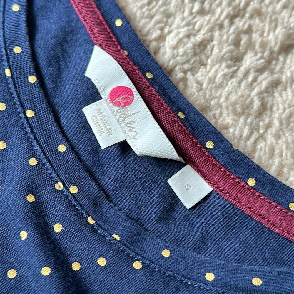 Women’s Boden Navy Gold Polka Dot Top Blouse size Small - Picture 8 of 16